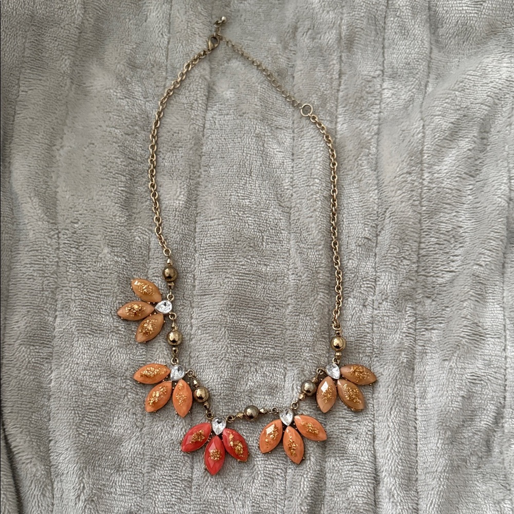 Elegant Gold and Orange Leaf Necklace